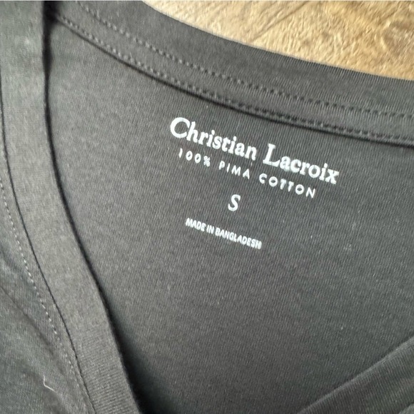 Christian Lacroix Mens Black V Neck T Shirt Pima Cotton Size S - Picture 3 of 7